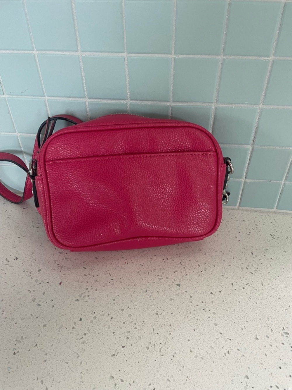 Dana Buchman Hot Pink Leather Crossbody with Buckle Detail - Picture 2 of 7